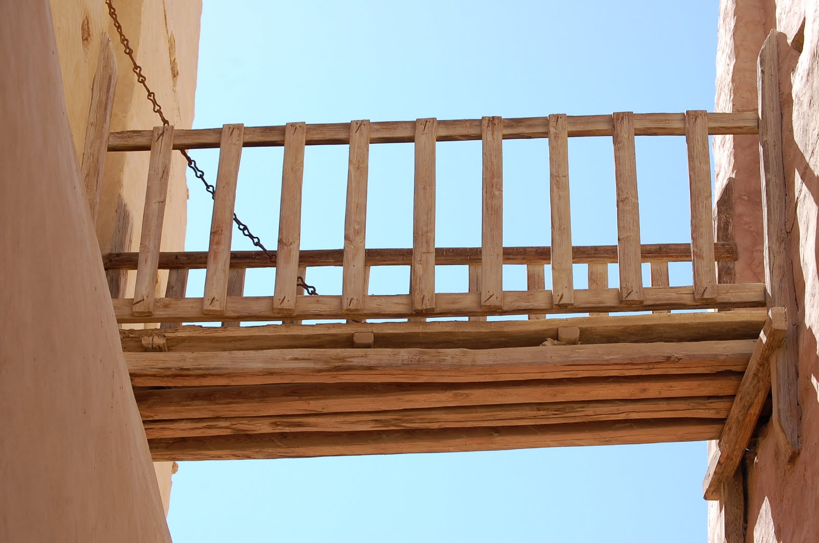 This drawbridge was the only access to the monastery's keep, which was located in the middle of the monastery complex. During the 8th and 9th centuries, Bedouin raiders attacked the monastery frequently. The drawbridge allowed the monks to hide inside the keep and have relative protection from the desert raiders. (Photo by author)