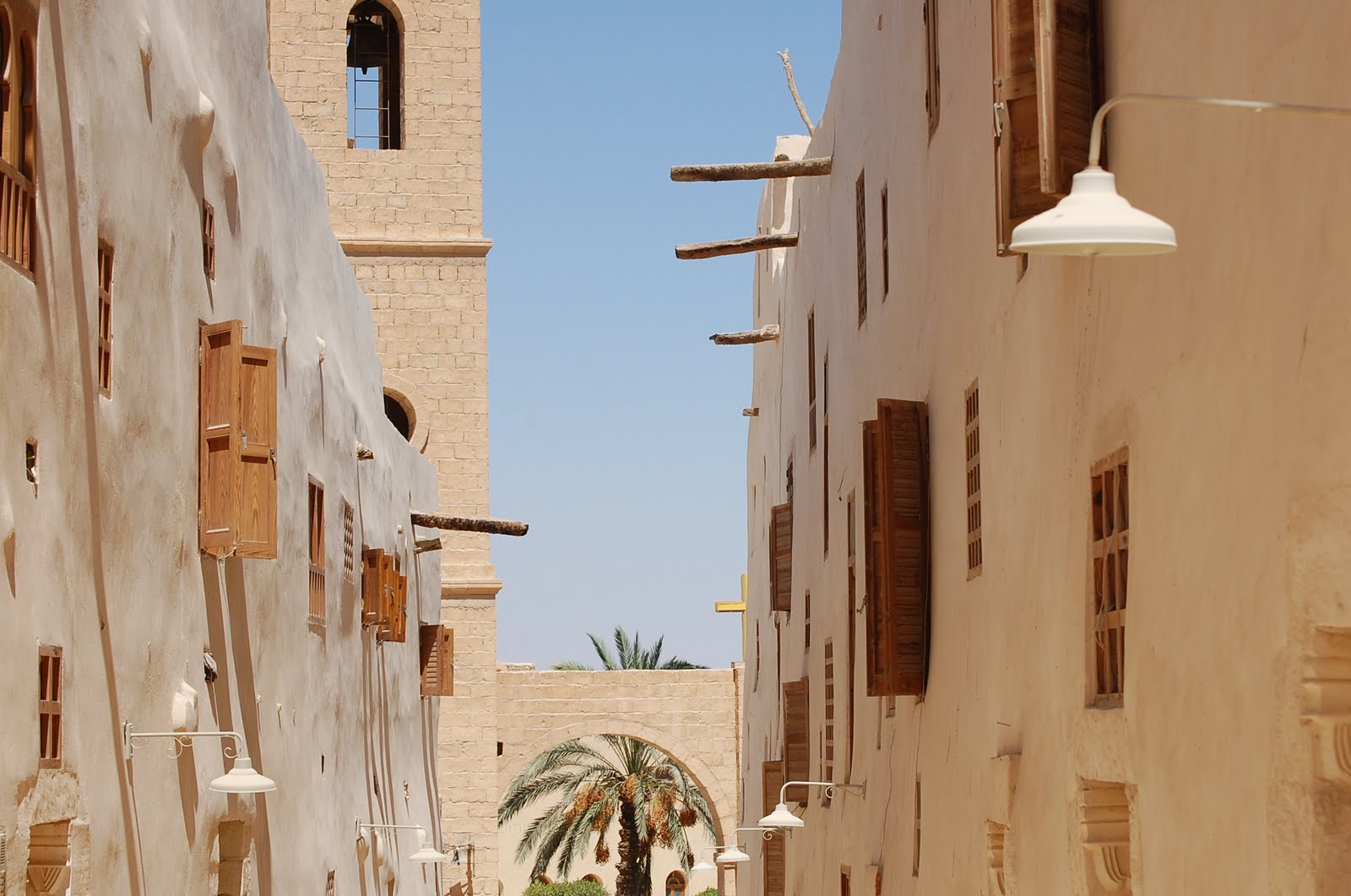 Looking down the main avenue through the monastery with monks' quarters on both sides. (Photo by author)