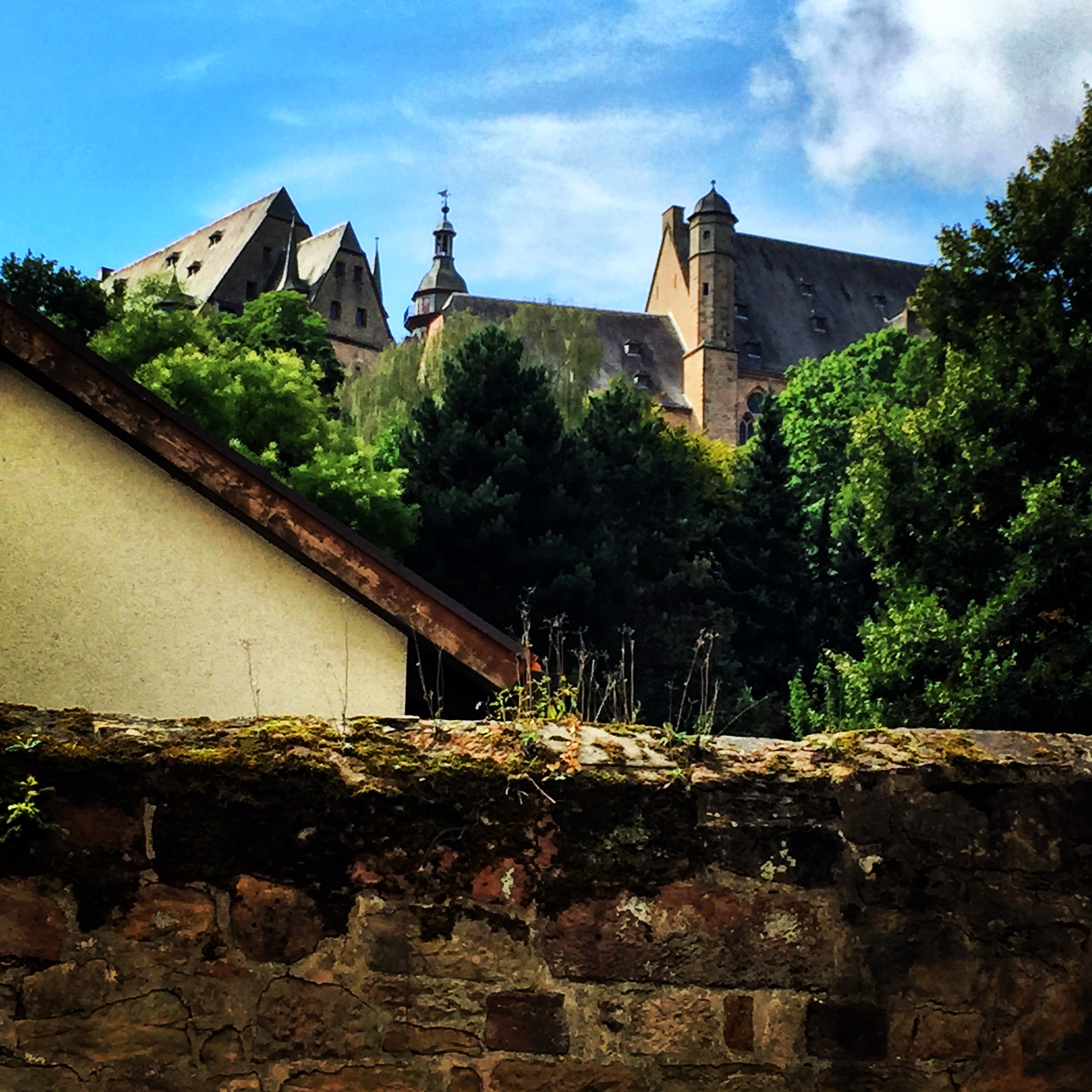 Looking up at the castle from below.