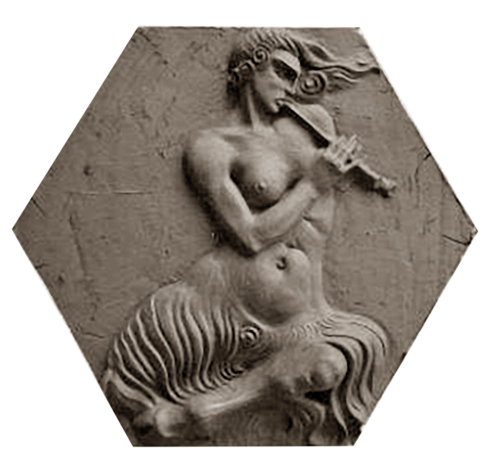 Mythological figure with flute