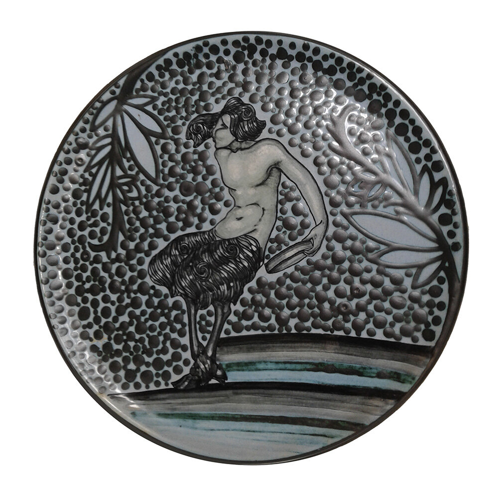 Dancing Faun – Plate (copper oxide glazing)