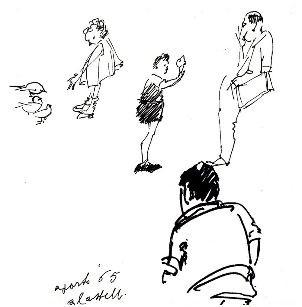 Last Sketches – Impressions – People Strolling in Piazza del Popolo (1)