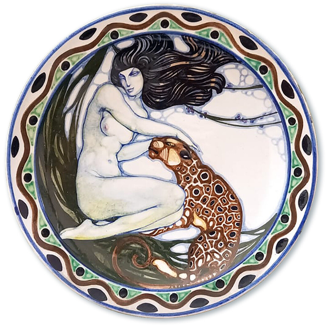 Female Nude with Leopard – Decorative Plate