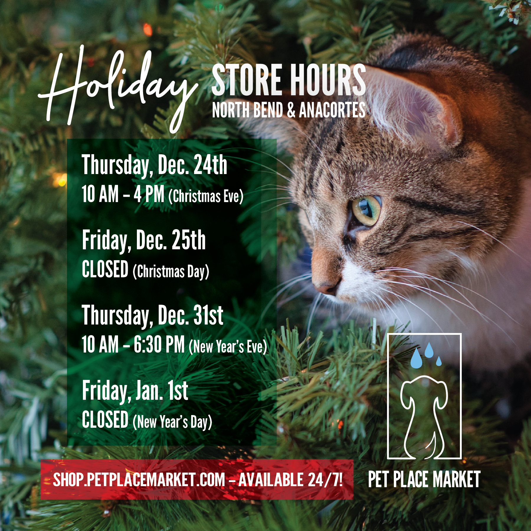 Holiday Hours 2020 — PET PLACE MARKET