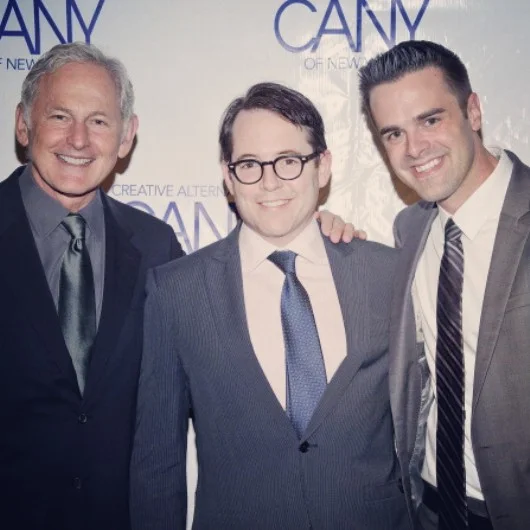 Michael J Moritz Jr with Matthew Broderick and Victor Garber