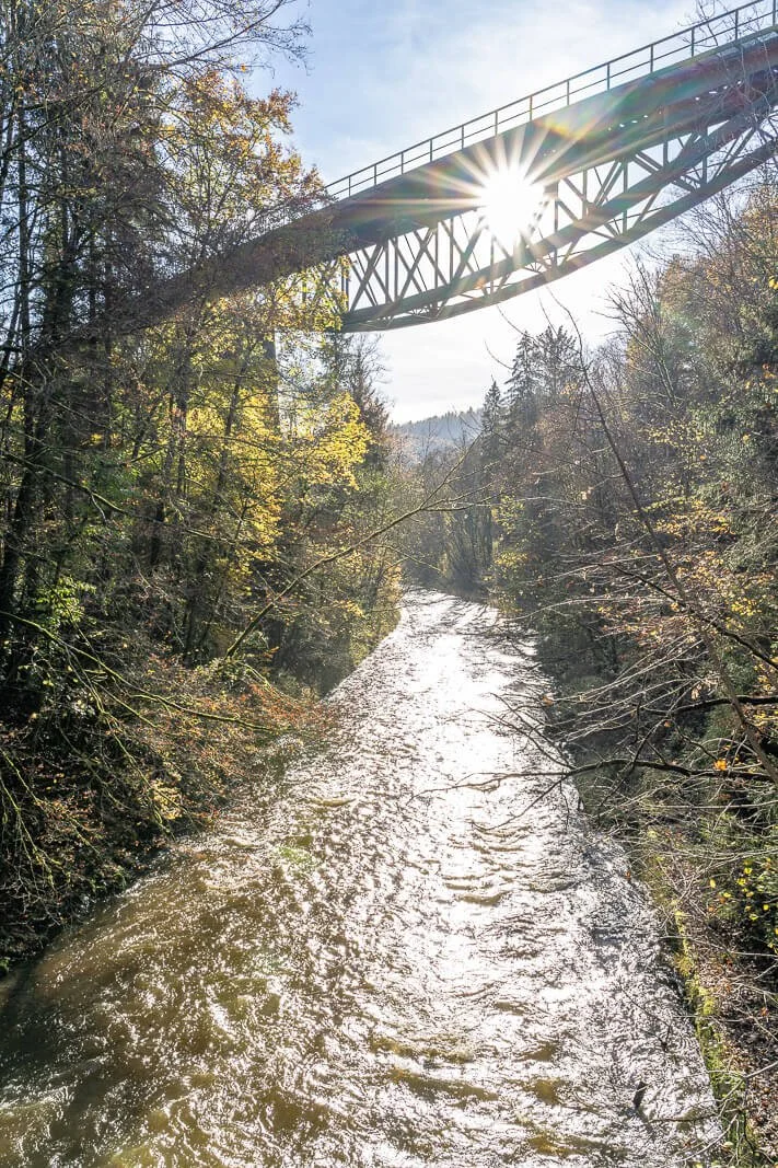  Brücke über die Wutach entlang des Schluchtensteigs im Südschwarzwald 