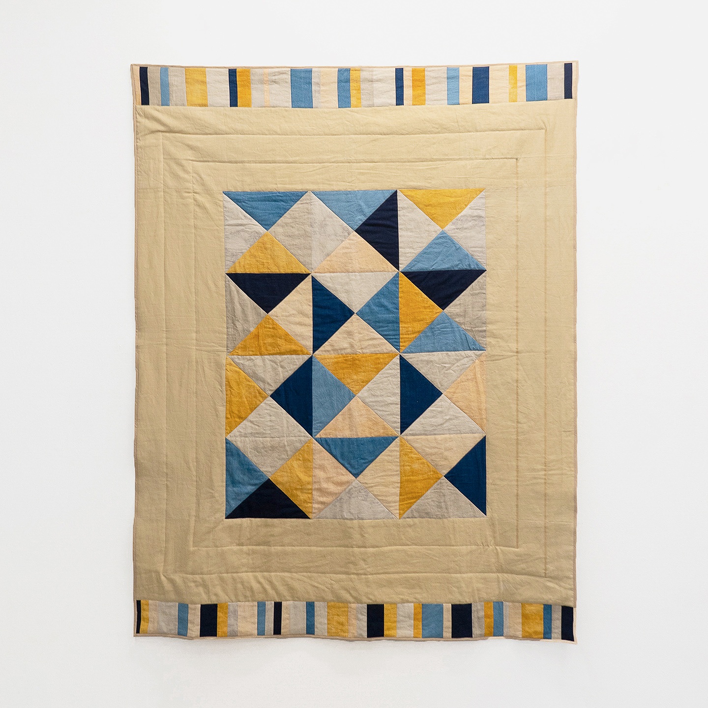 Summer Day | linen and cotton, naturally dyed with shallot and indigo | 50” x 60”