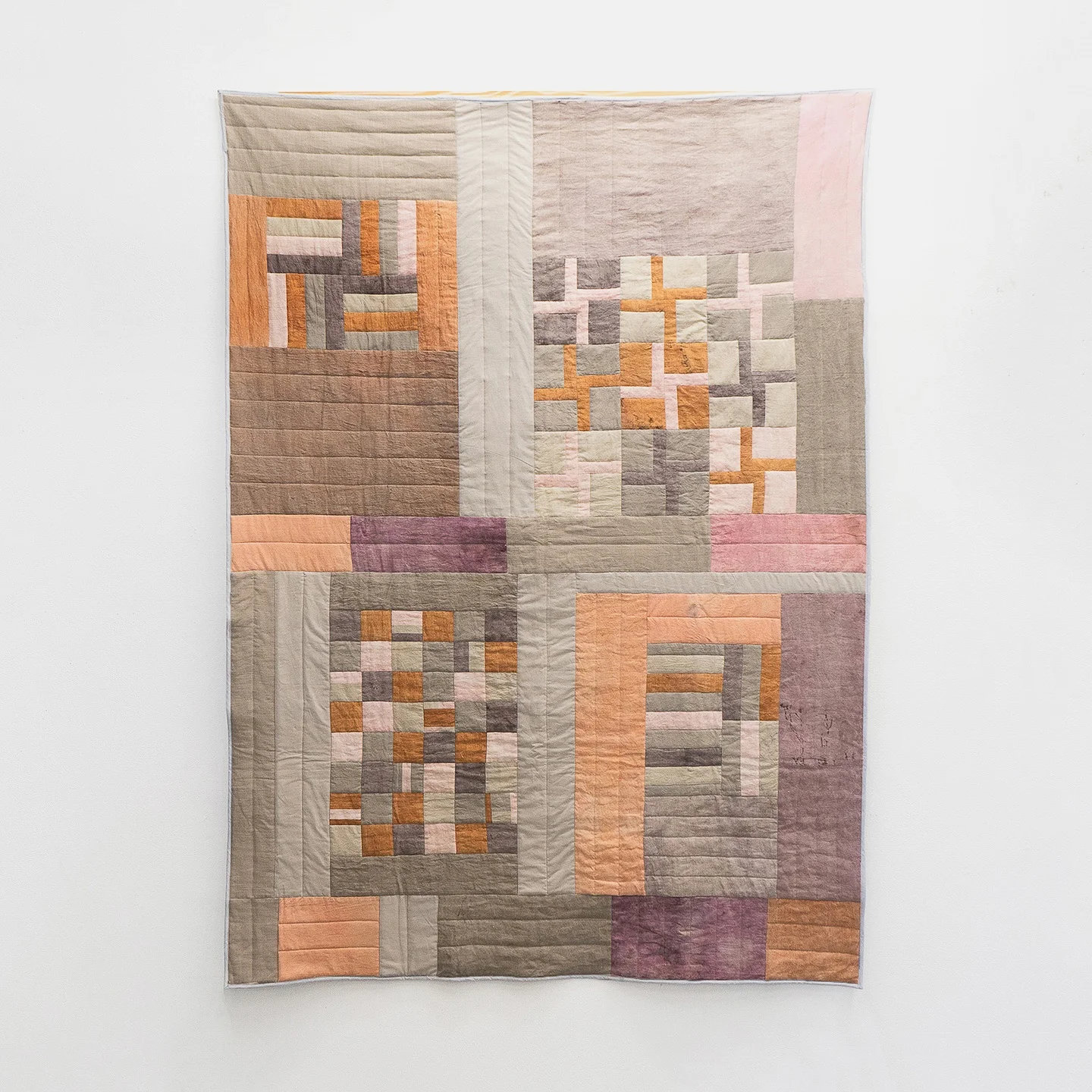 Playing with Blocks | linen and cotton, naturally dyed with brazilwood and madder | 50” x 60”
