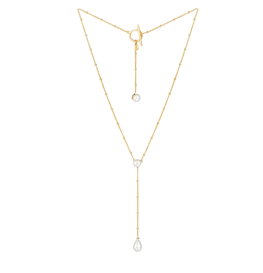 gold 3 drop pearl necklace