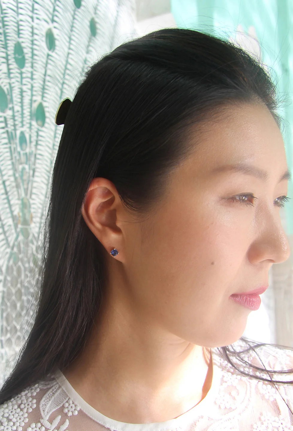 Natural, Electric Blue Kyanite Studs