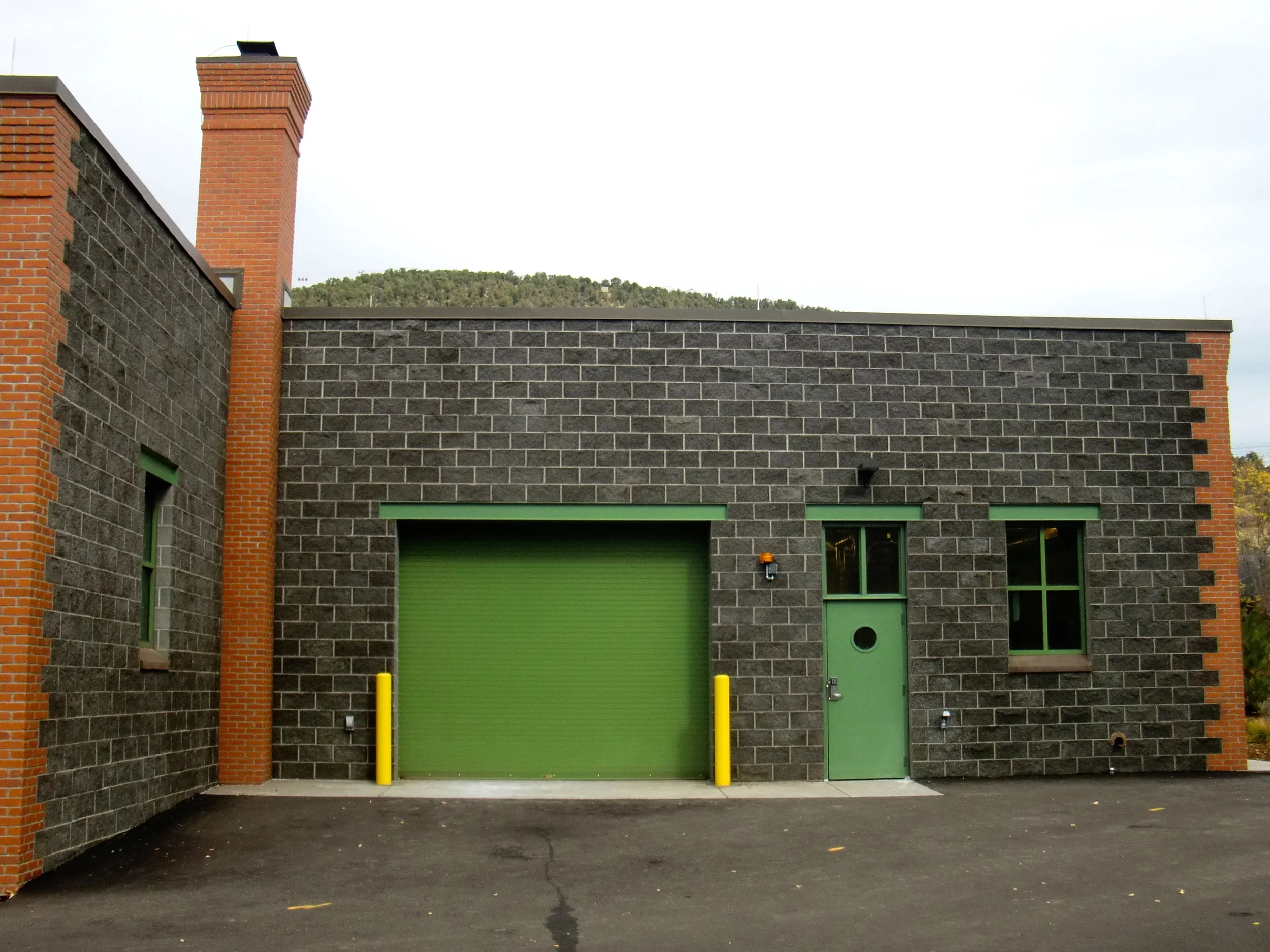 The lift station is rigorously practical but still finds room for unconventional accents like its green doors