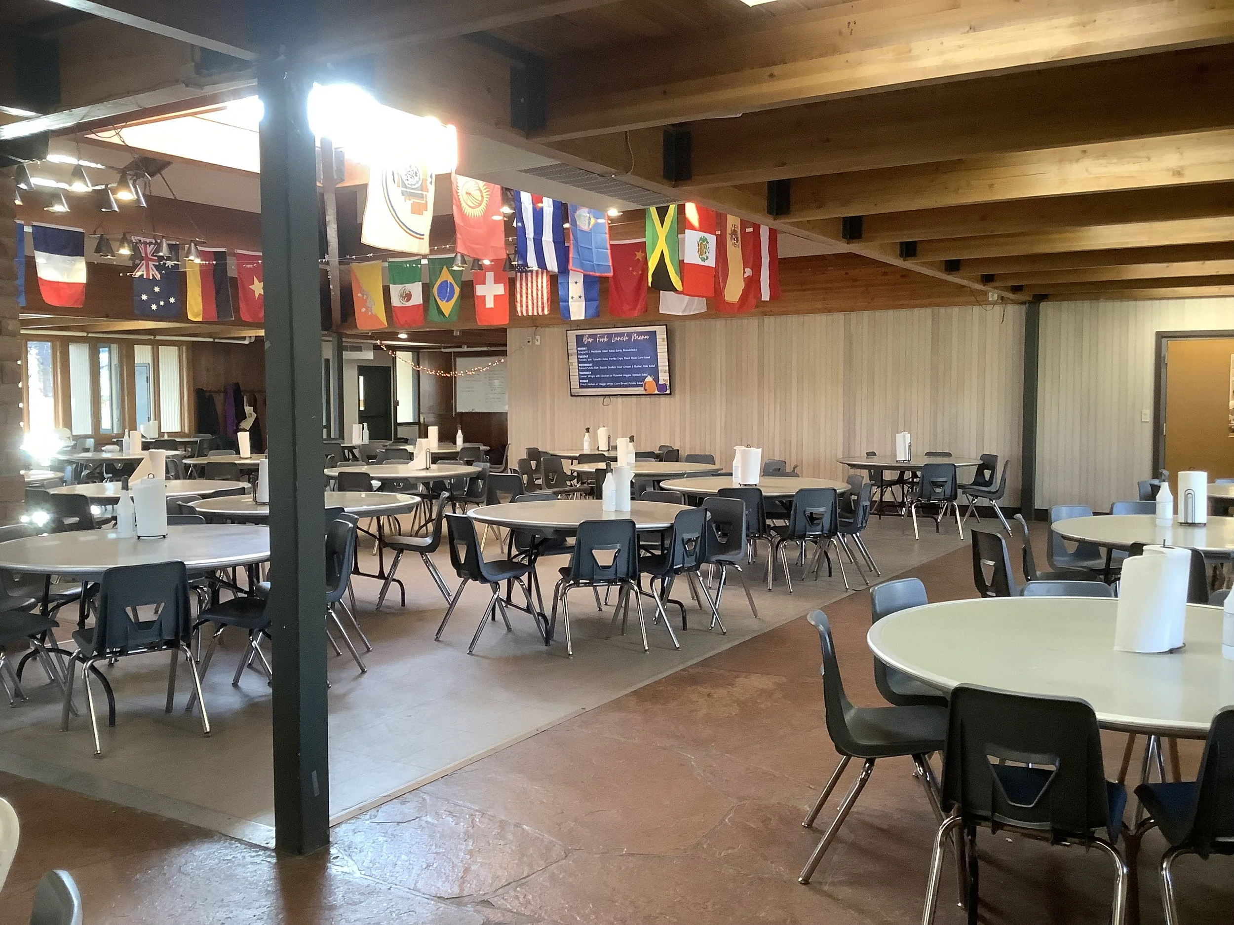  Before the renovation, the dining hall was dark and acoustics made conversation nearly impossible when the whole community was gathered for lunch. 