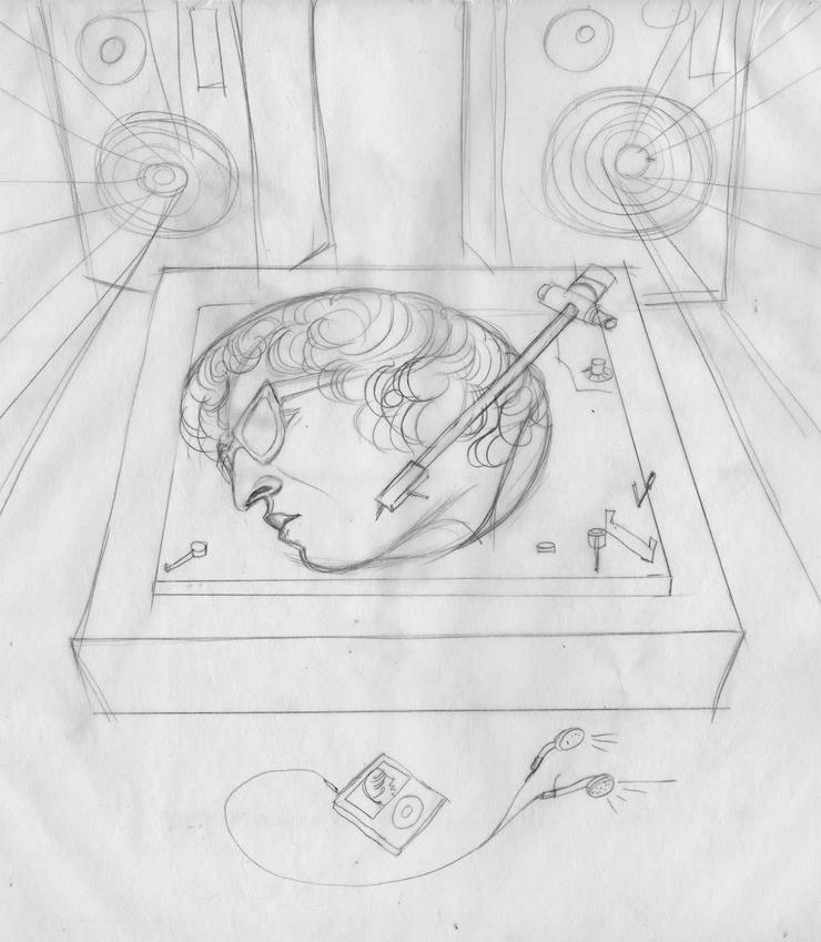 Initial sketch for this turntable idea.