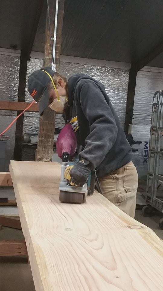 Sanding use to be the most time consuming part of the processes, but with this belt sander that we got last summer, I can get done with a slab like this one (20"x12') in a little over an hour. We often use three or four different types of sanders - like I said, we have a lot of tools around here!