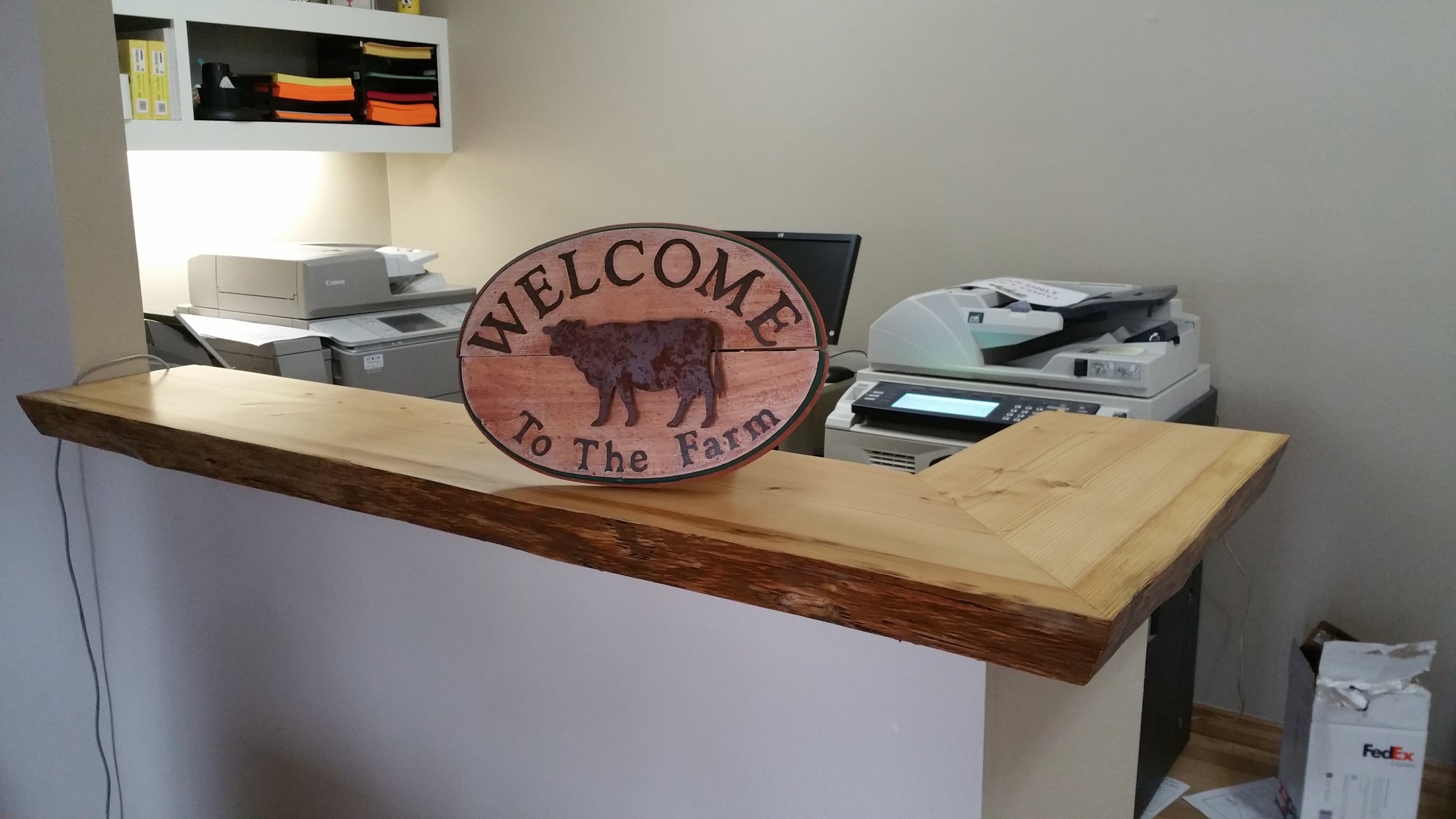 This is the countertop that we installed at the front desk. It makes quite the first impression, does it not?