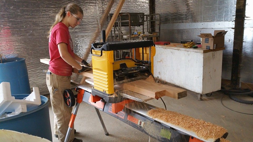  For the dimensional lumber we used to construct the base of the kitchen table, we run it through our planer to smooth and straighten it out. We found out the hard way last summer that warped boards are hard to work with. Ya live and learn I suppose!