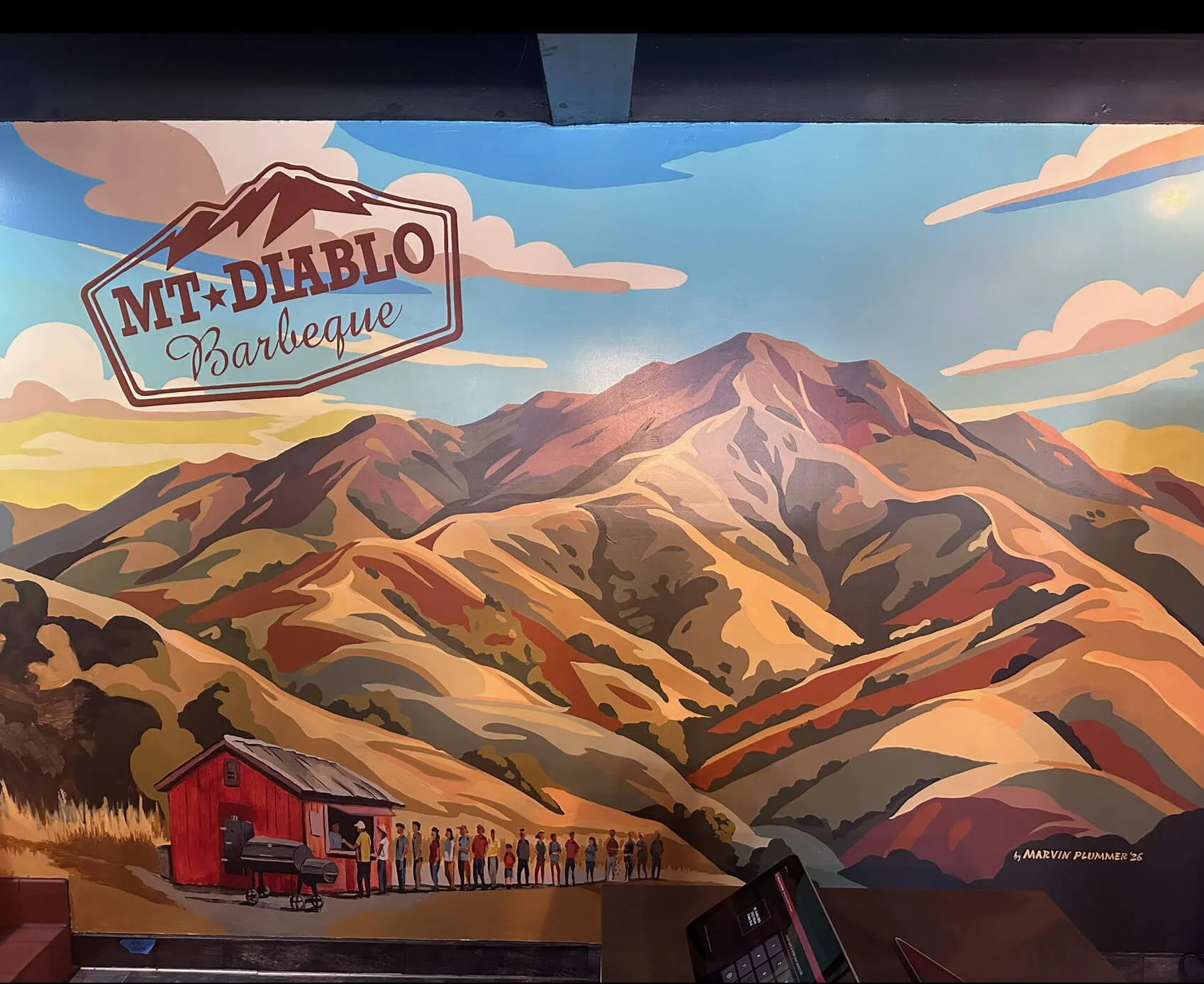 Mt. Diablo BBQ interior mural 13'x11'  2026