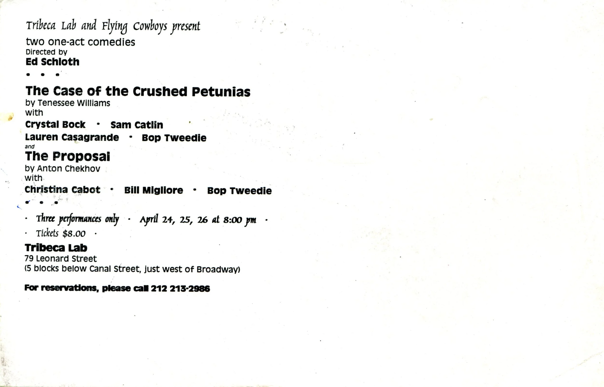 TWO ONE-ACT COMEDIES: THE CASE OF THE CRUSHED PETUNIAS AND MARRIAGE PROPOSAL