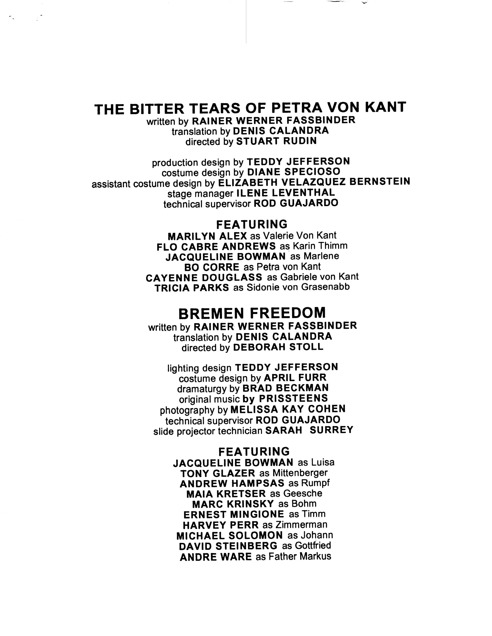 FASSBINDER IN THE FRYING PAN: THE BITTER TEARS OF PETRA VON KANT
