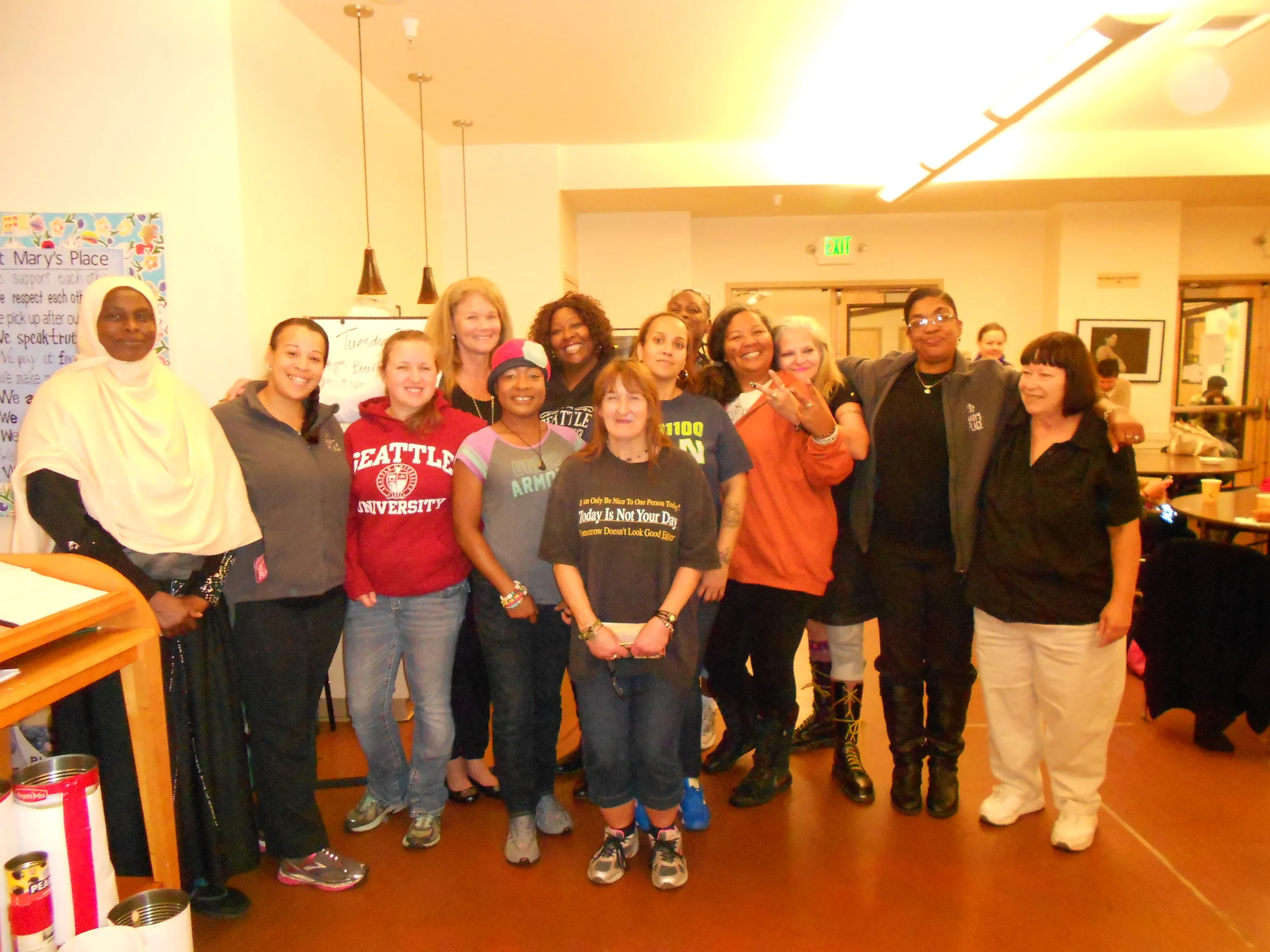 Some of the Mary's Place staff, interns, and women utilizing the day center.