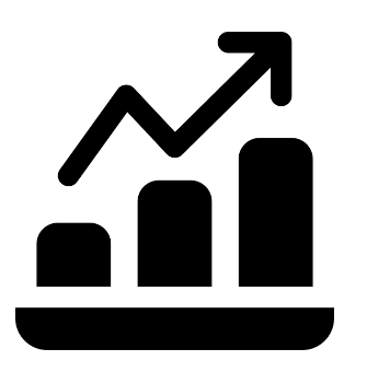 icon of a bar chart with an arrow pointing up and to the right to indicate increase.