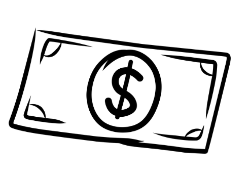 Cartoon icon of a dollar bill