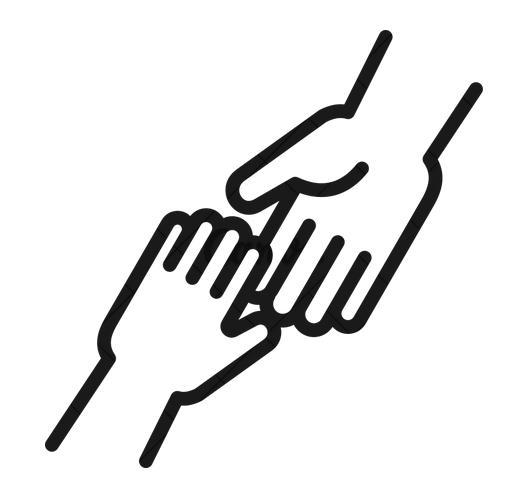 Icon of a hand reaching up to meet another hand for help