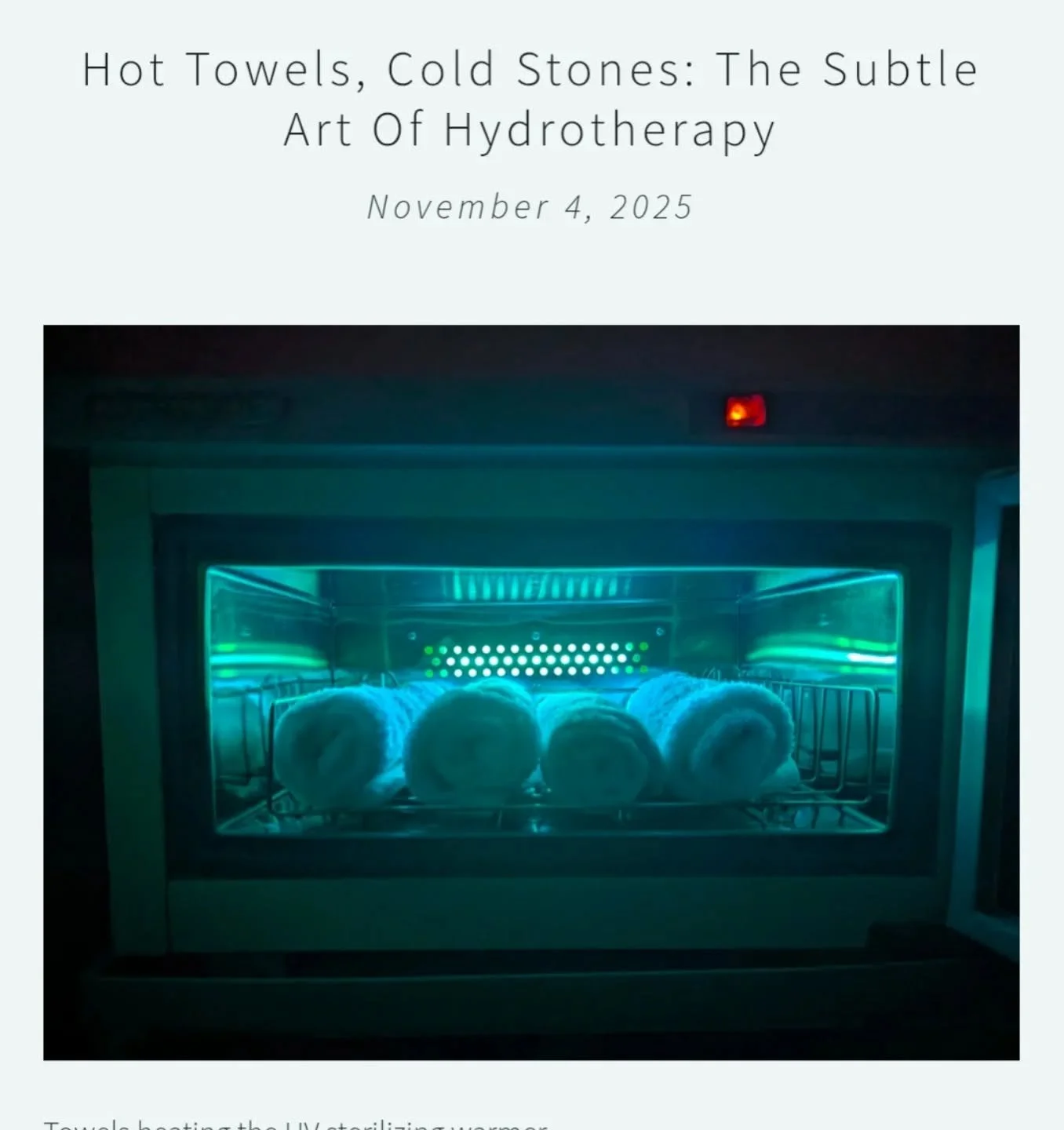 Hot towels, cold stones. 
New blog post: https://www.breathingspacebodywork.ca/blog

#hydrotherapy #massage #bodyworktherapy #bodywork #hottowels #aromatherapy #compress #breathingspacebodywork #relaxbreatheletgo #blog #blogpost #wellness #vancouver 
