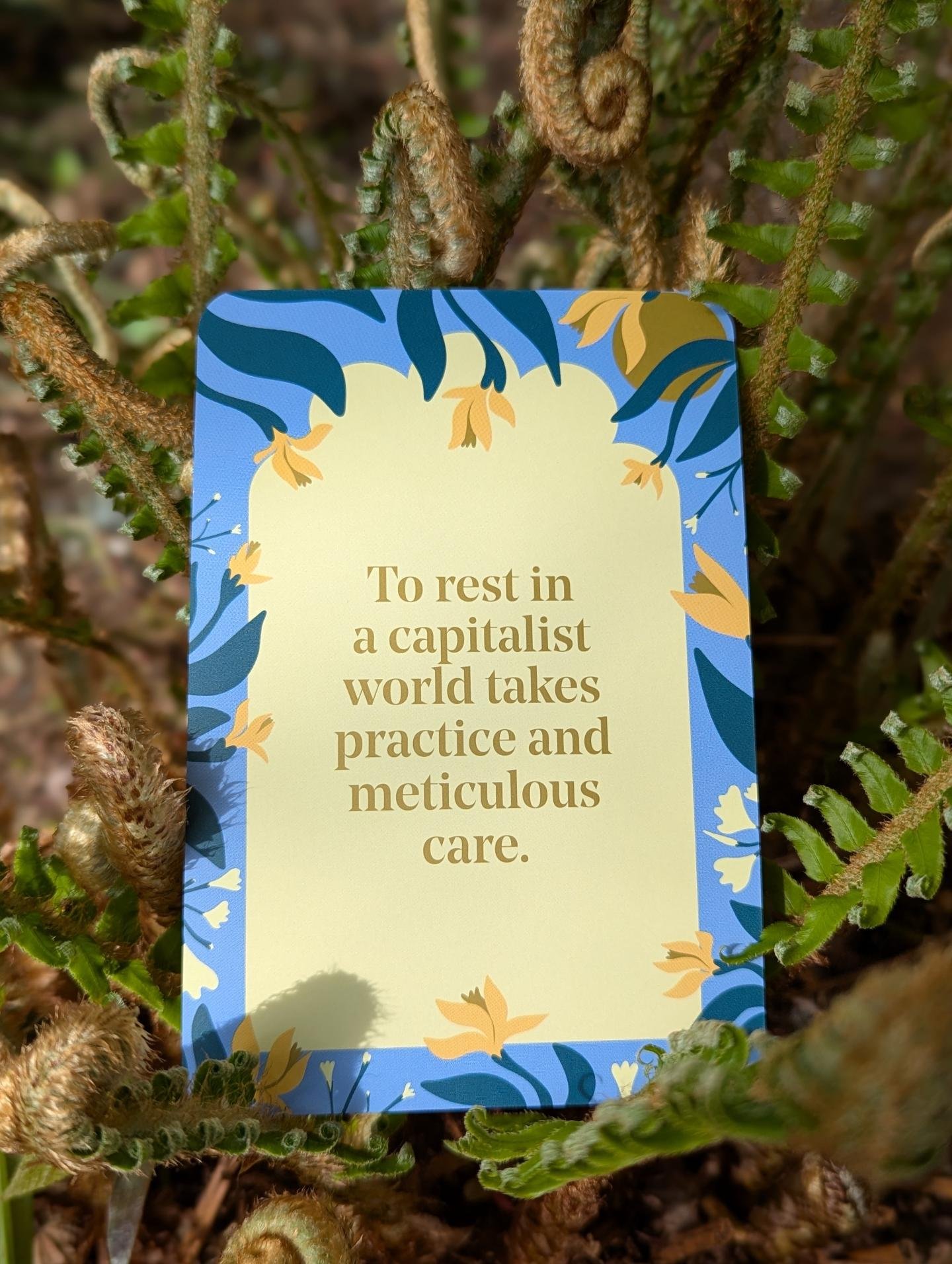 To rest in a capitalist world takes practice and meticulous care. 

#restisresistance #breathingspacebodywork #relaxbreatheletgo #autumn #nervoussystem 

The Nap Ministry's Rest Deck 
50 Practices to Resist Grind Culture