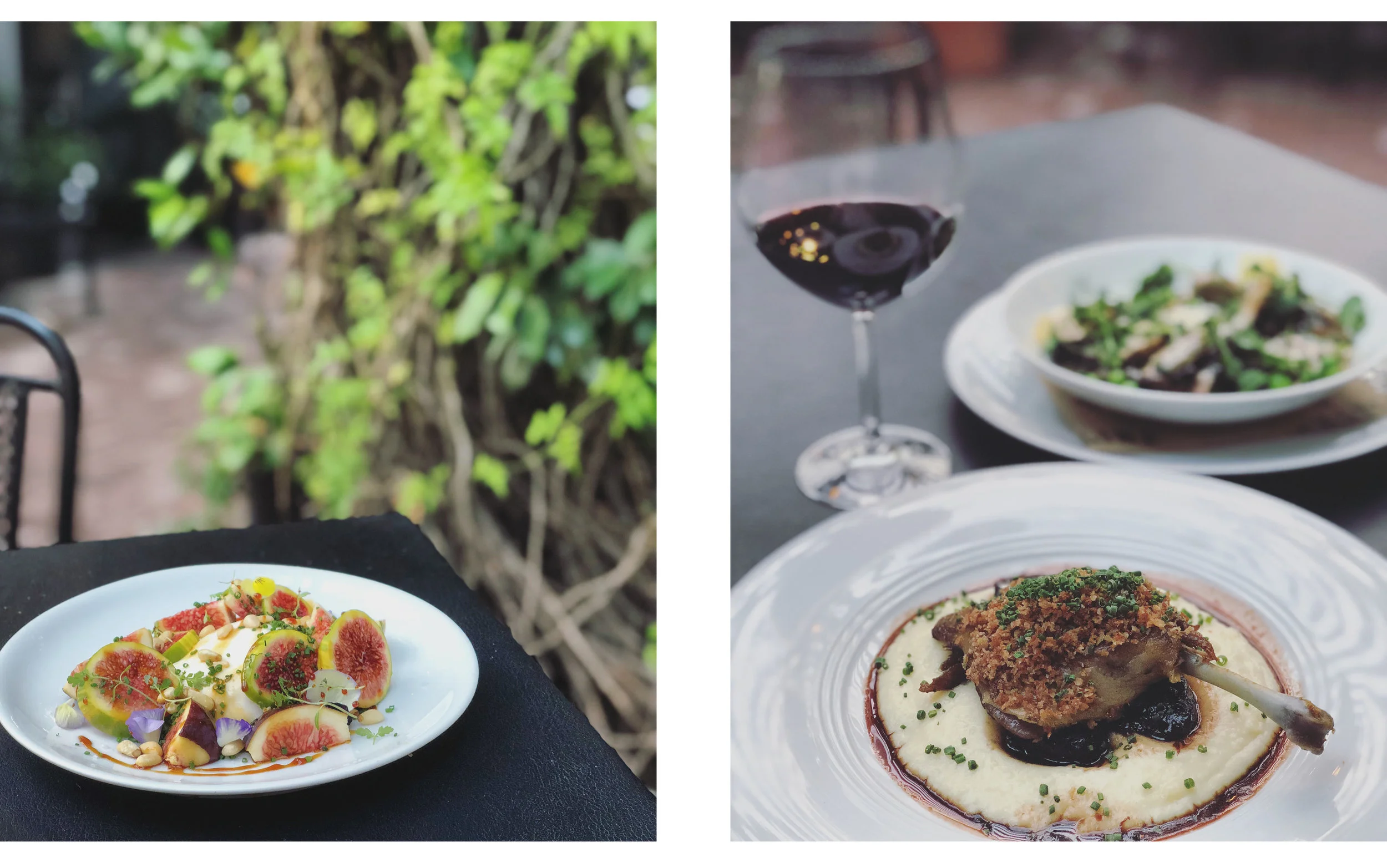 Seasonal fig salad, duck confit, and a hand-made pasta with fresh shaved truffles