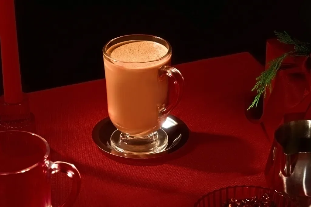 editorial cocktail photograph of boozy hot chocolate shot by Ali Redmond