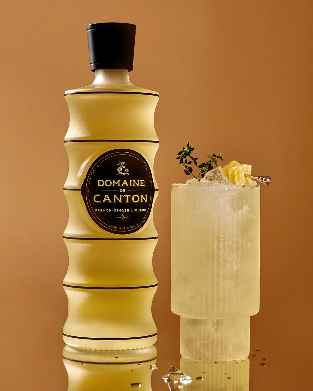 commercial beverage product photo hero shot bottle domaine de canton liqueur / shot by commercial brand food photographer Ali Redmond