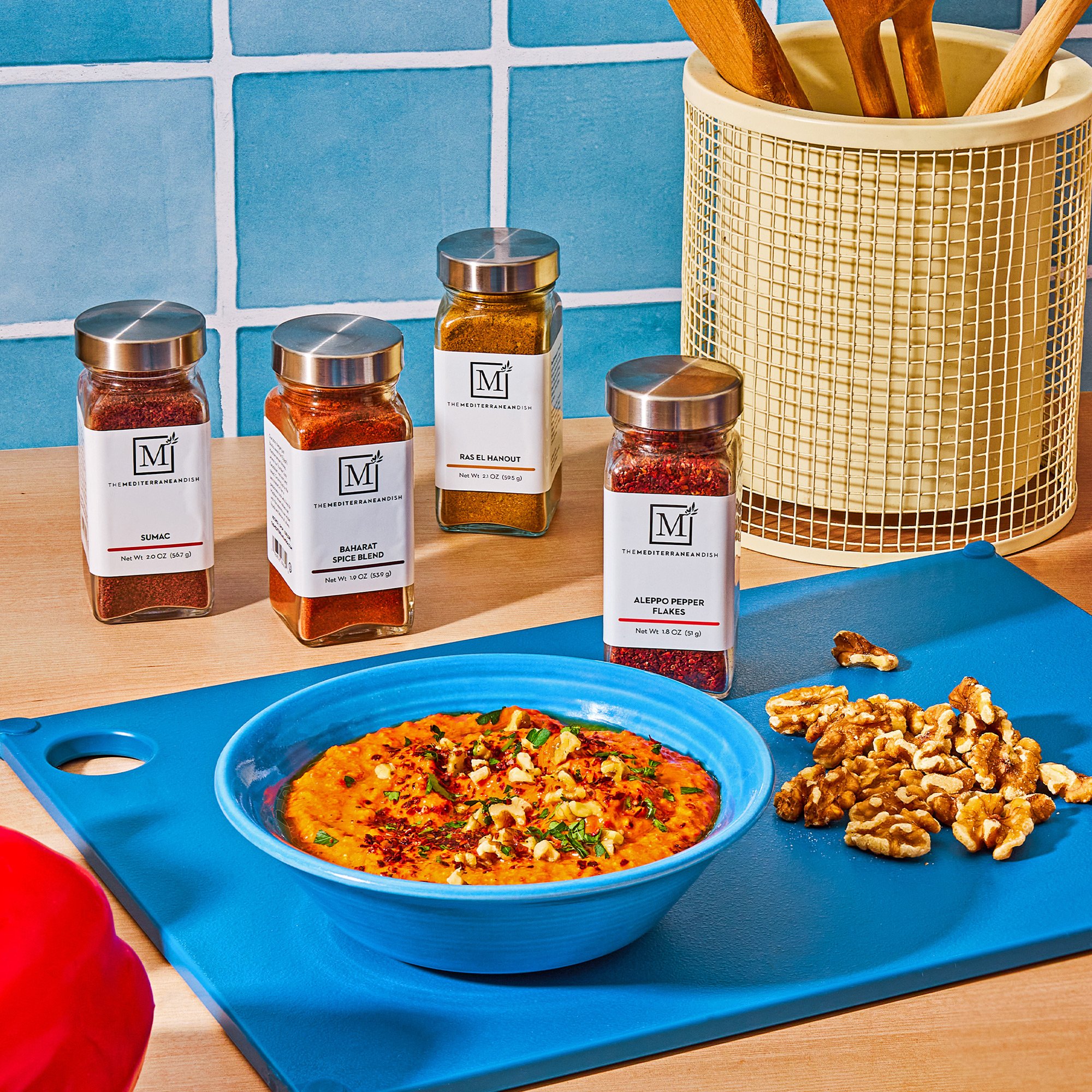 commercial brand product food photo of a collection spices in a kitchen / shot by commercial food photographer Ali Redmond