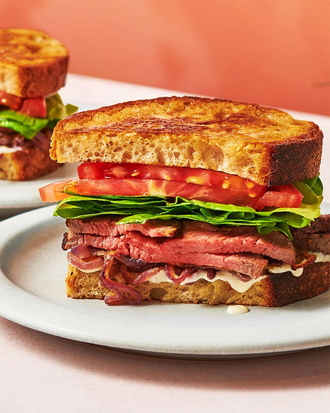 Commercial photography of a steak and horseradish sandwich