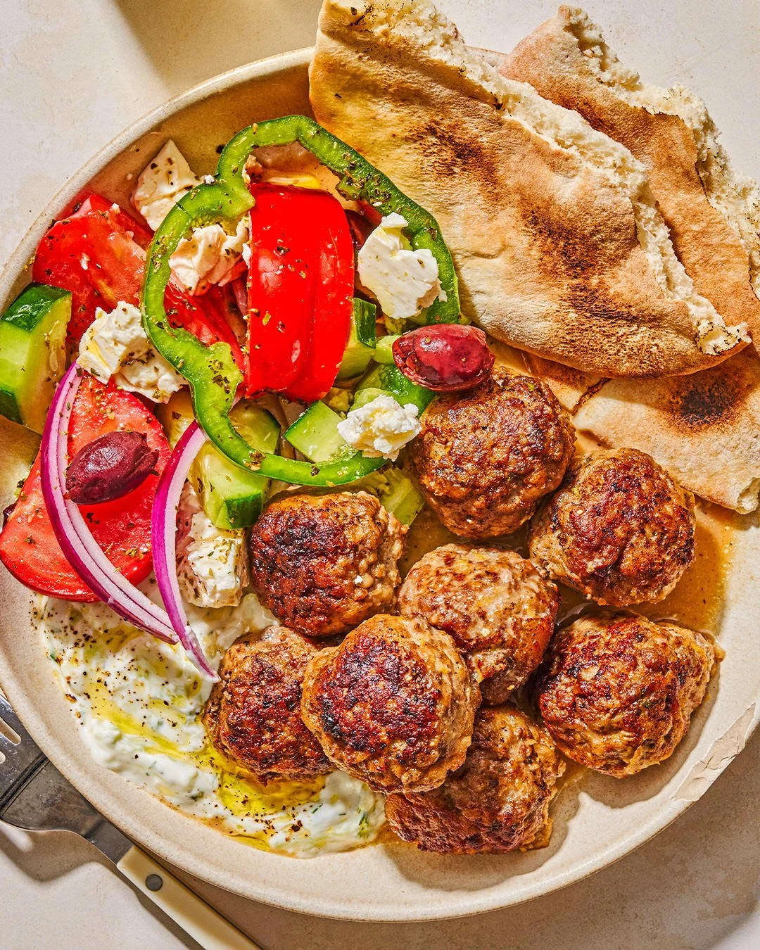 Plate Greek Meatballs Recipe / Shot by Editorial Food Recipe Photographer Ali Redmond