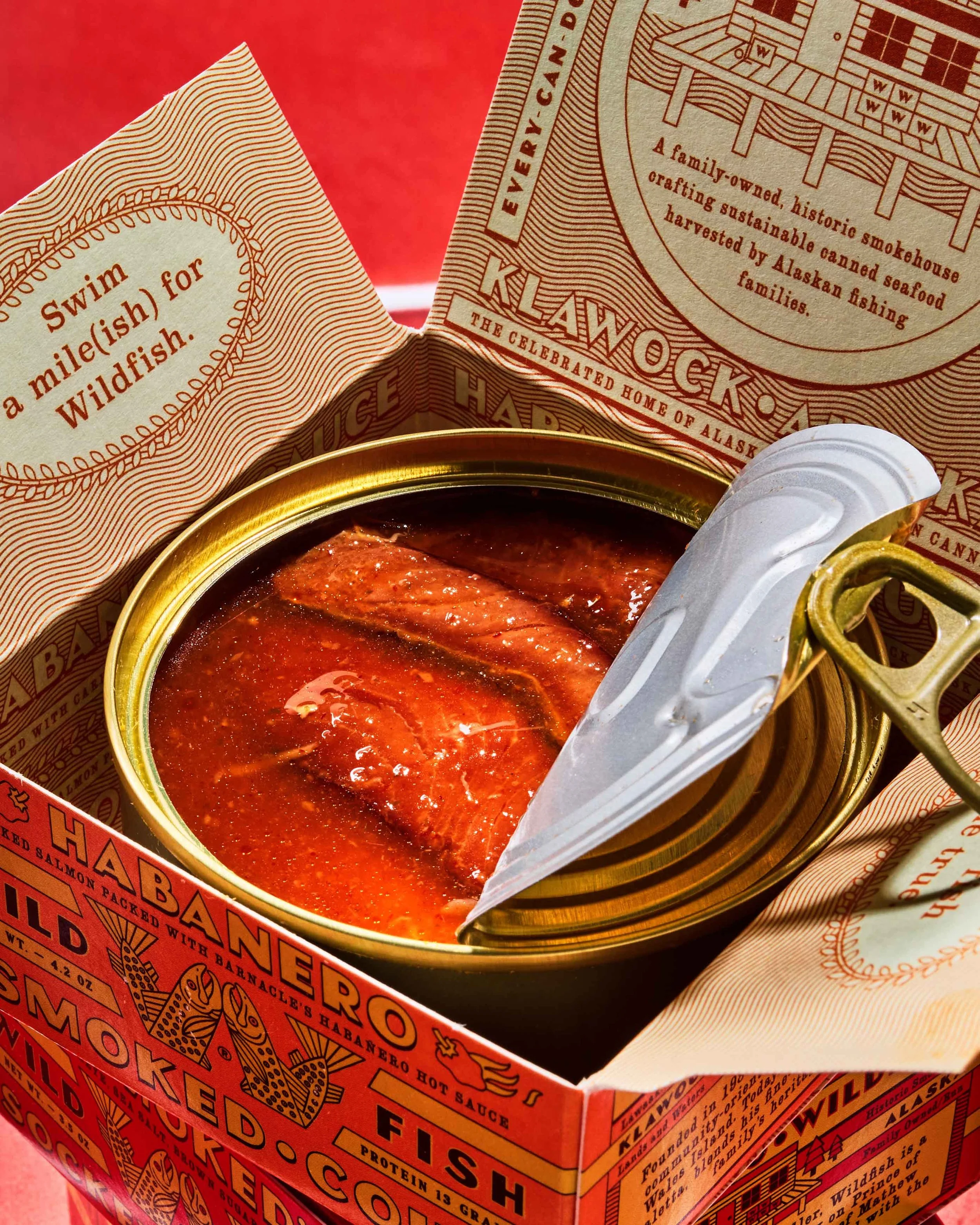 commercial brand food photo of a can opened of tinned fish / shot by commercial food photographer Ali Redmond