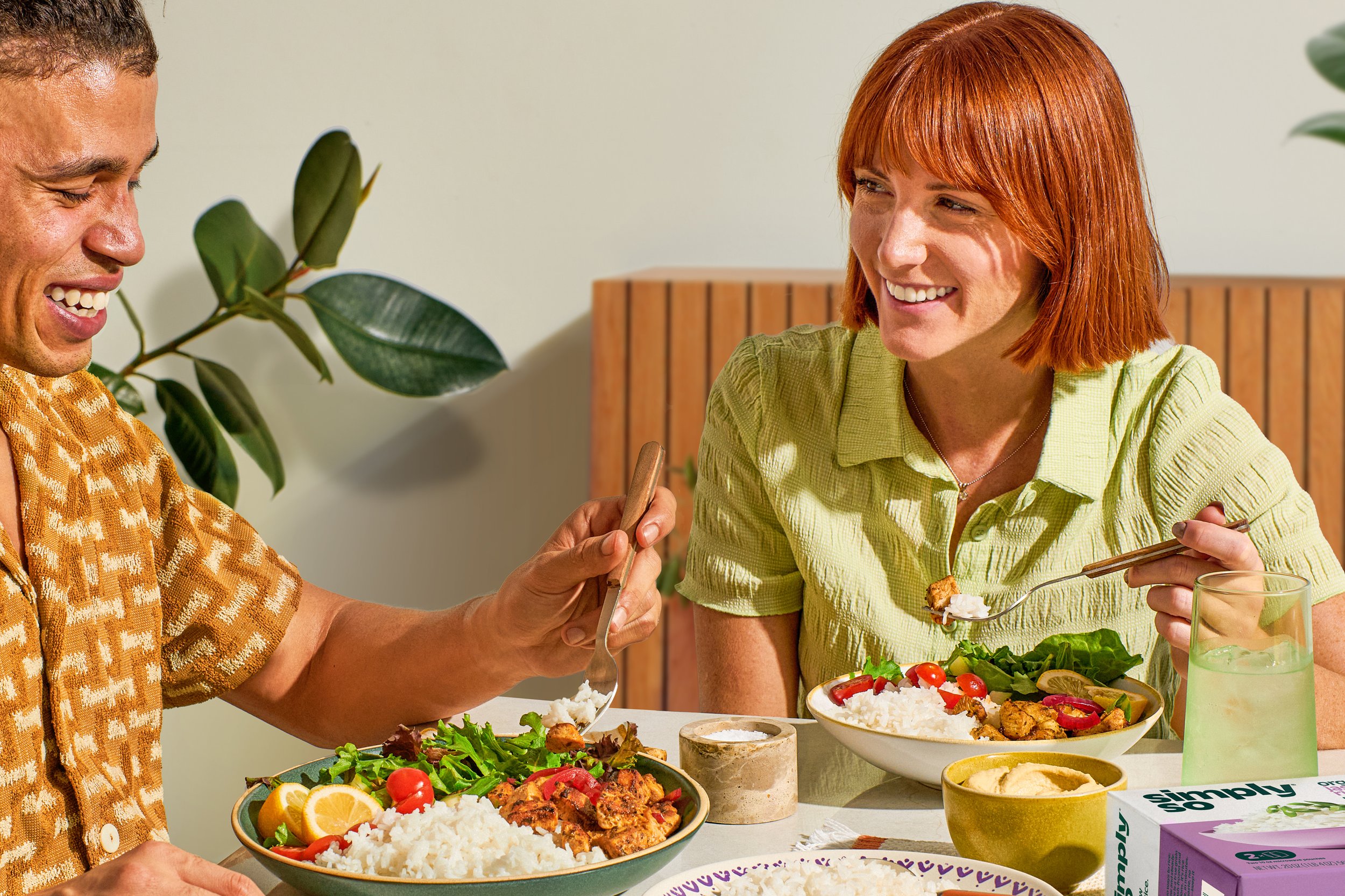 Commercial photography of a woman and man enjoying a meal