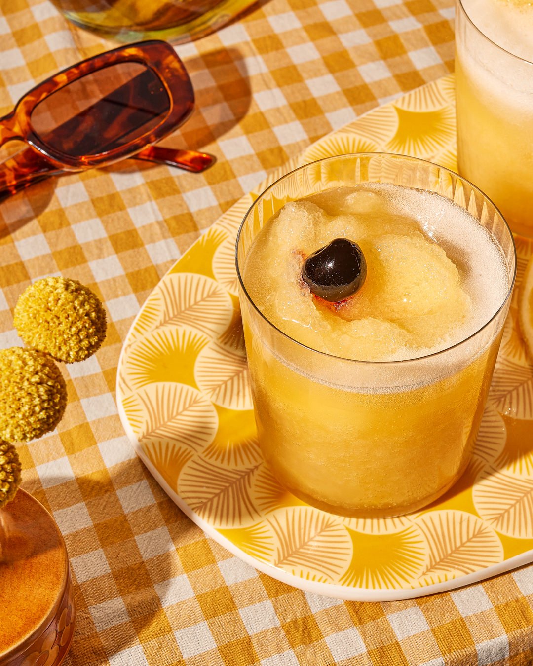 editorial beverage photo of a slushy cocktail recipe / shot by commercial food photographer Ali Redmond