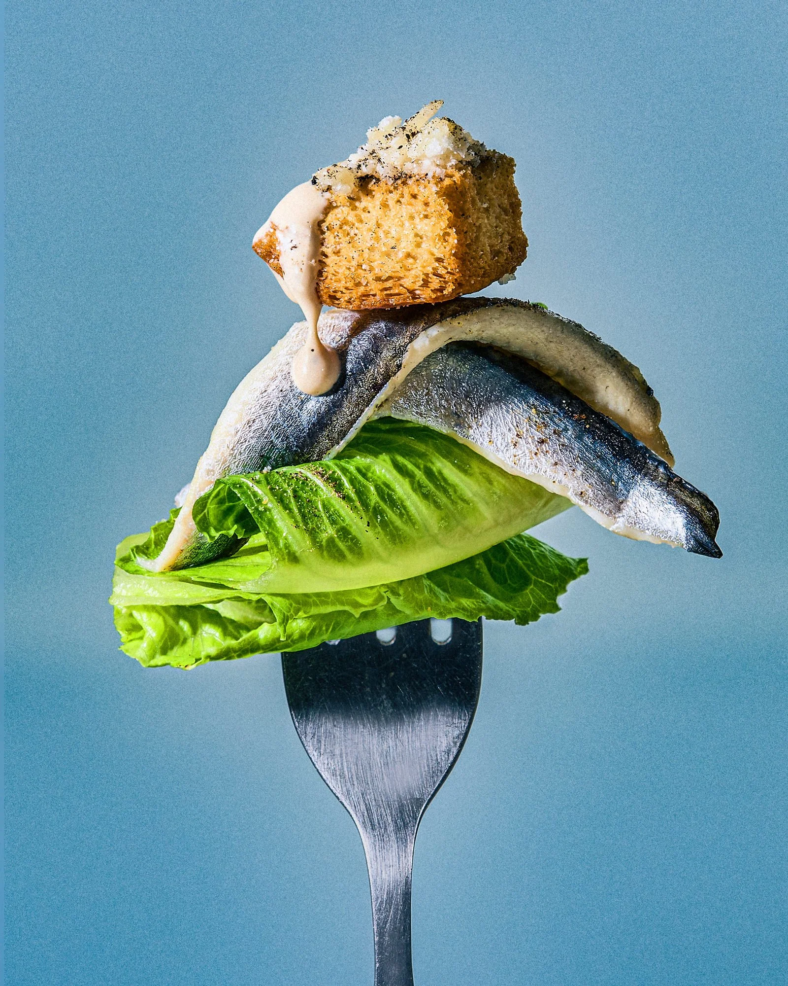 Caesar Salad Fork Shot / Shot by Commercial Food Photographer Ali Redmond