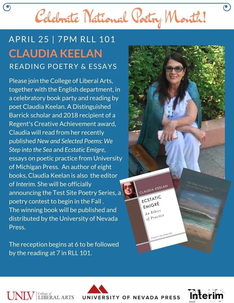 National Poetry Month: Claudia Keelan reads from two new books