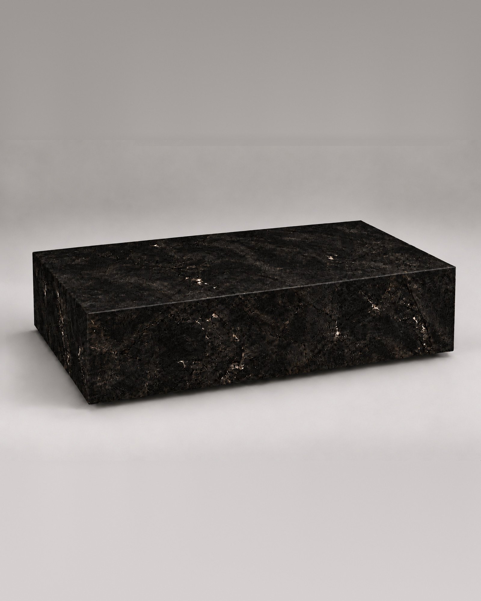Black floating stone coffee table, 48 x 24 inches
