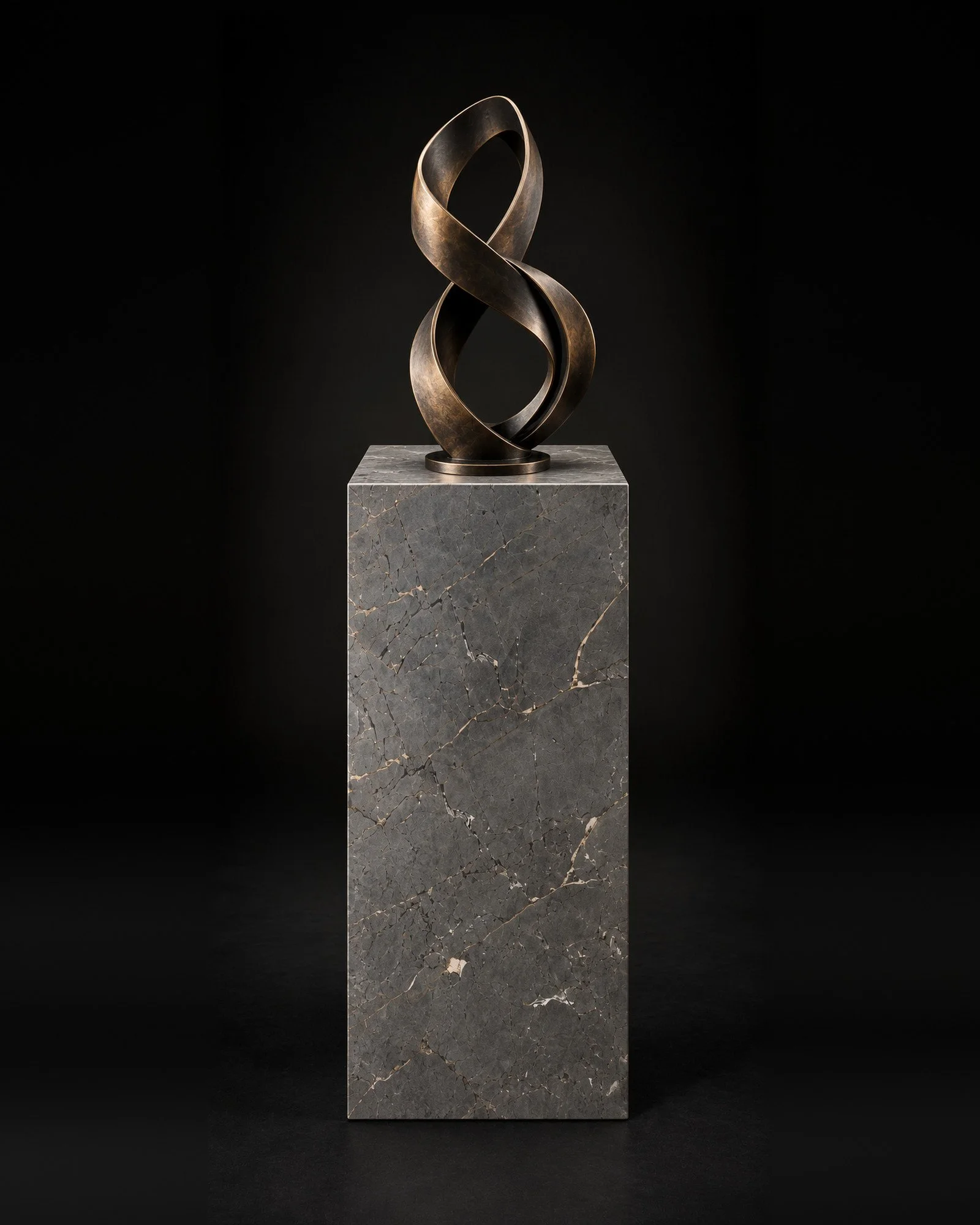 Tall dark stone pedestal, 10 x 10 x 40 inches, front view