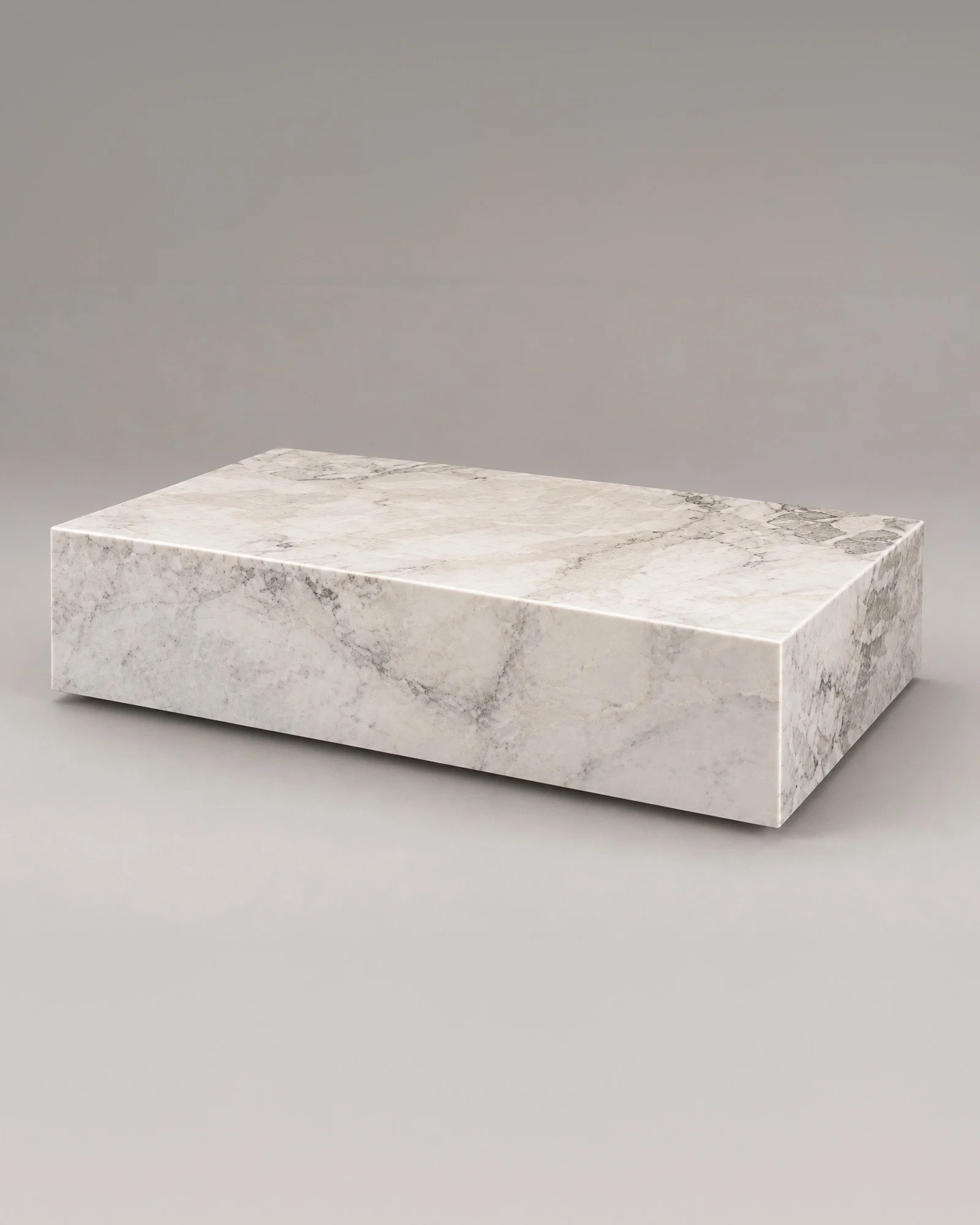 White floating stone coffee table, 48 x 24 inches
