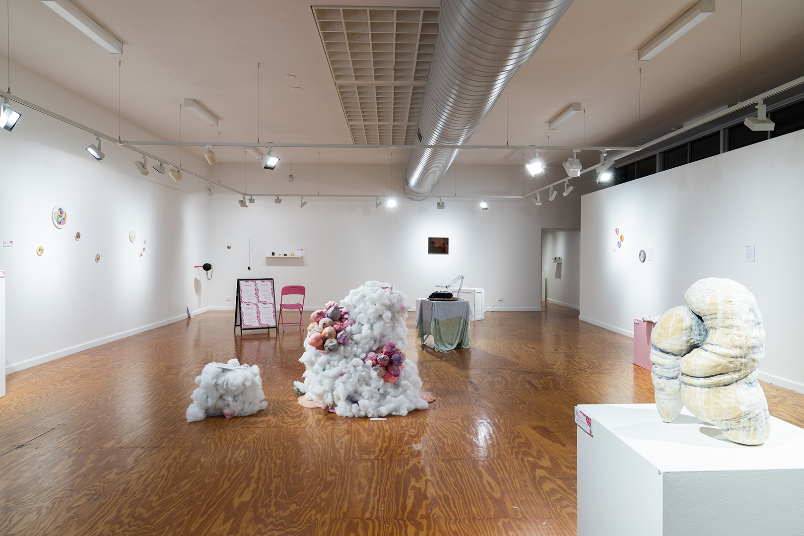   Sensory Bodies,  2023    Installation view, featuring works by Zev Aviv, ZHI, Genie Stuart, Meg Dalton, April Widdup, Alexander Sarsfield and Isabelle Mackay-Sim. Image courtesy of Fiona Little 