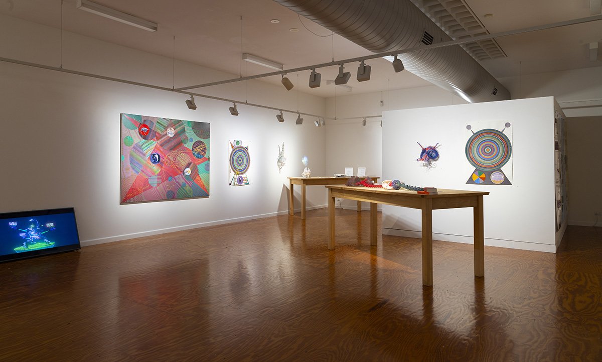  Installation view: Cosmotechnic Telepathics in the Age of Surveillance Capitalism, 2023. Featuring works by  Jacquelene Drinkall; Warren Neidich; Michael Petchkovsky; Lia Kemmis; Mahalya Middlemist and Laurence Hall; The Telepathy Project (Veronica 