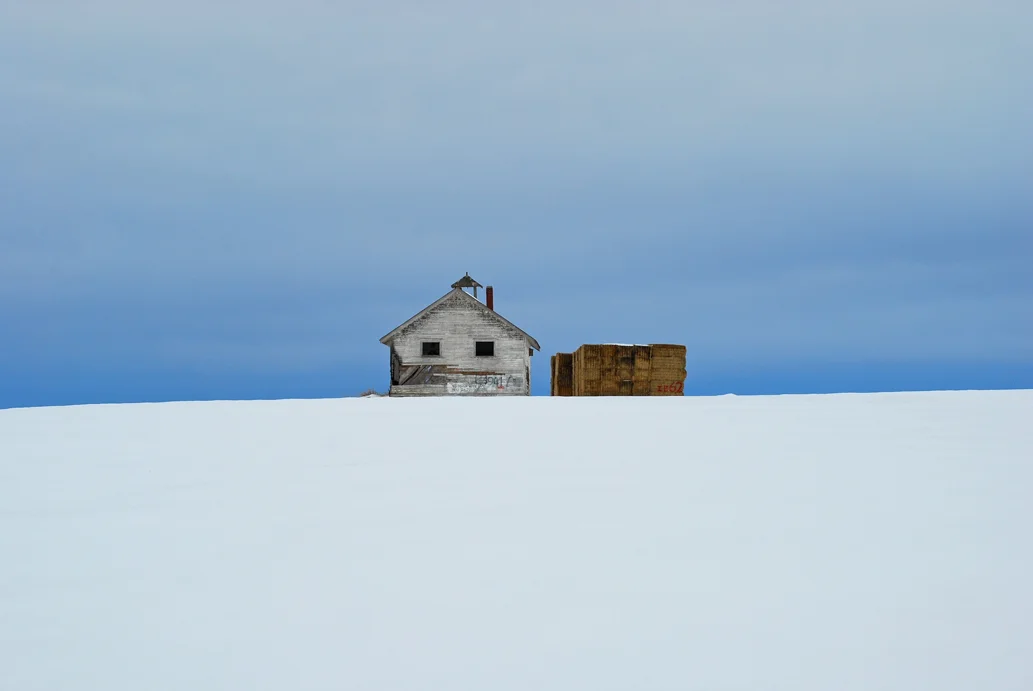 Schoolhouse and Bales, Eastern Washington