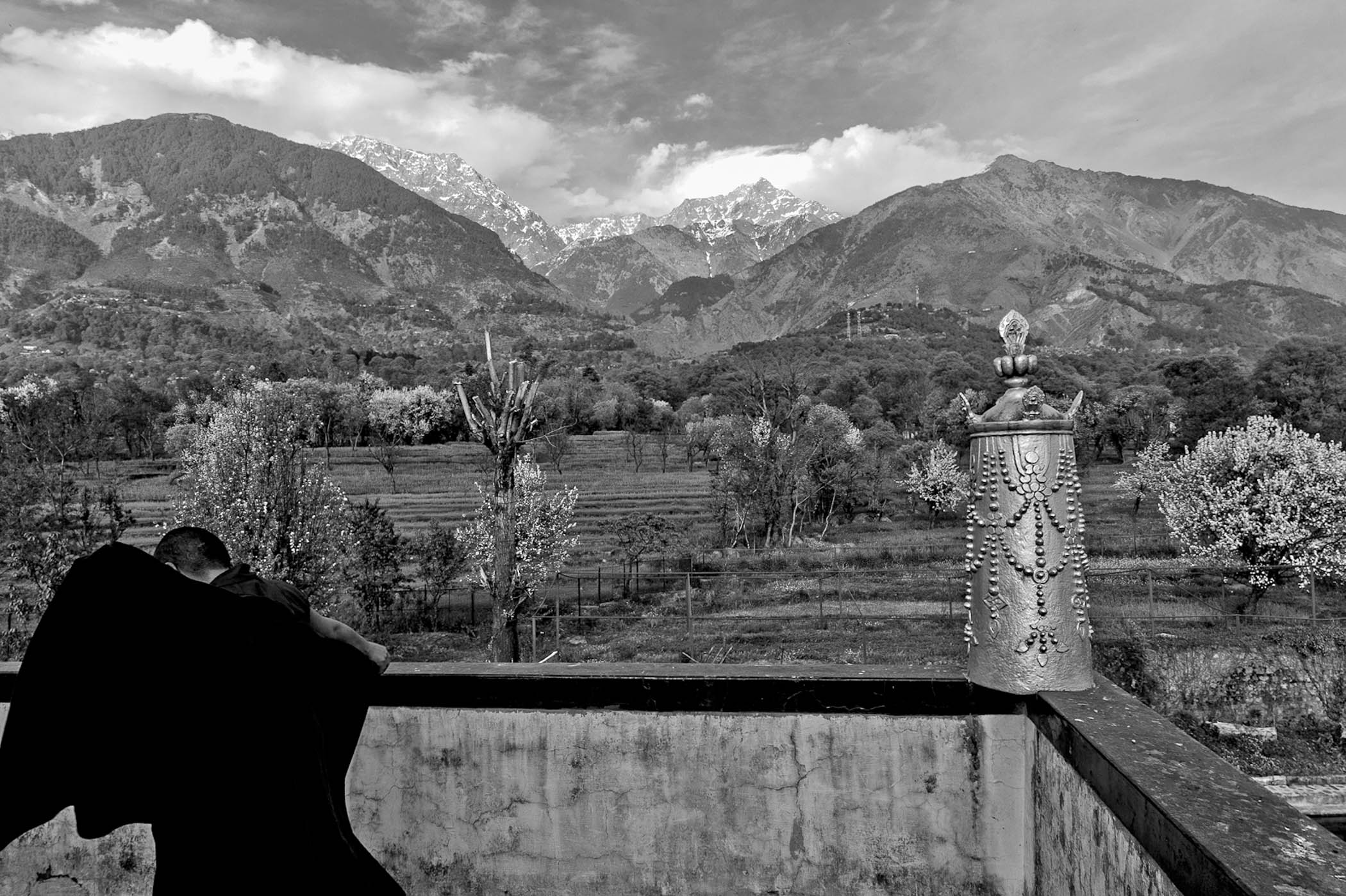 View of the Himalayas from the Dolma Ling convent balcony