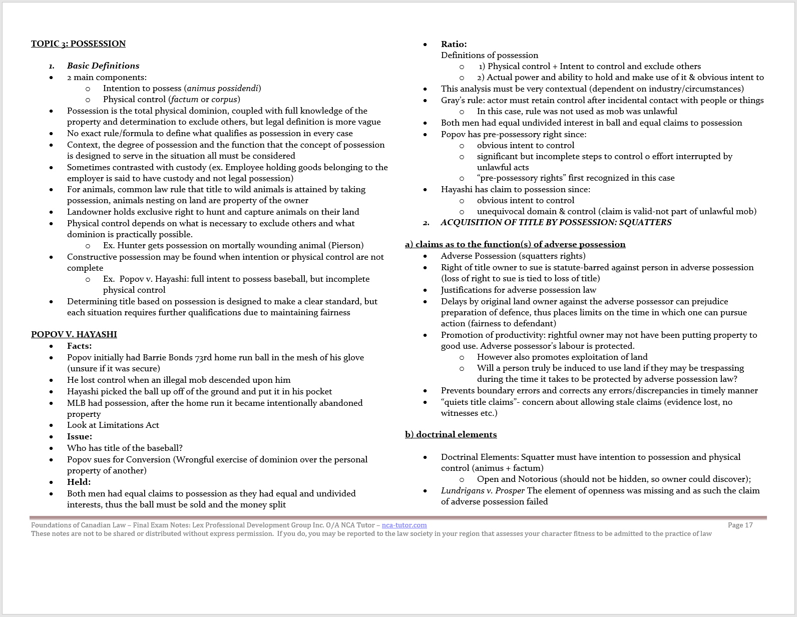 NCA Tutor™ Property Law NCA Notes Instant Digital Download PDF VERSION ONLY