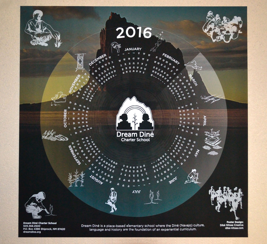 Calendar Poster created for Dream Diné Charter School out of Shiprock, NM.
