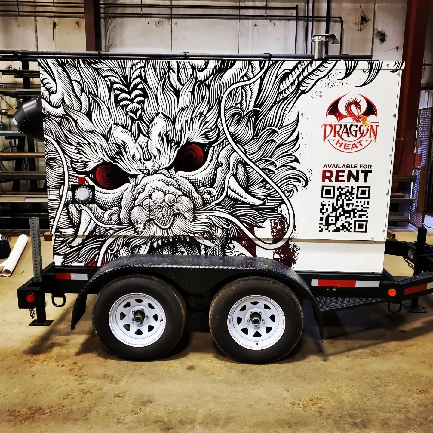 Hot graphics wrap for this commercial heater! 🔥🔥🔥🔥 #vinylwrap #yegbusiness #campvinyl #dragon